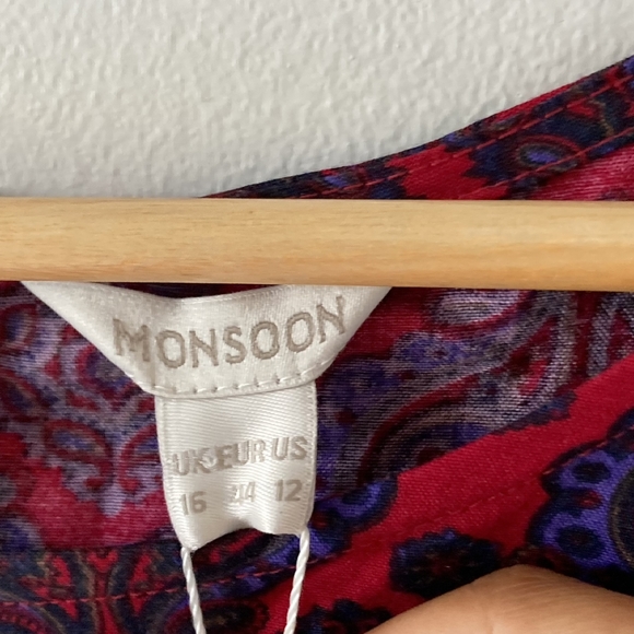 BNWT Beautiful Embellishments Monsoon Peasant Blouse Purple Size 16 - Picture 12 of 12